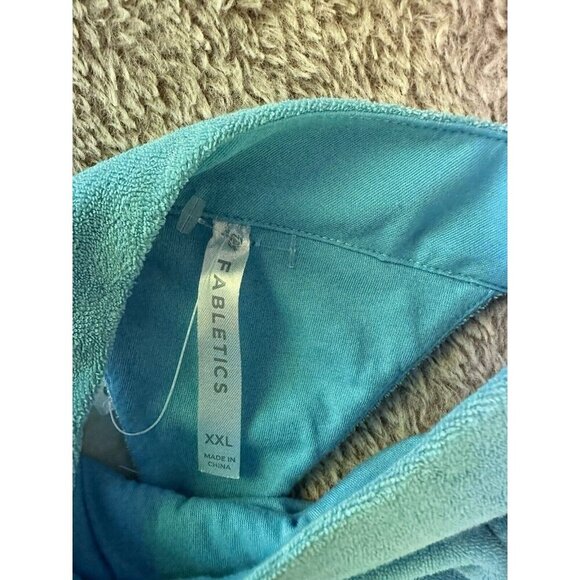 Fabletics Built-In Bra Tank Women Size XXL Mock Light Blue Terrycloth Gym New - Picture 5 of 12